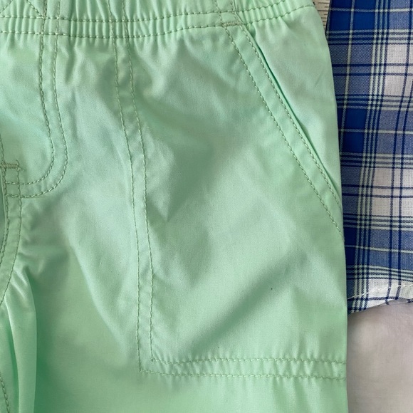 NWT Carters Baby Boy 2 piece Plaid Button Shirt Green short set Cotton Sz 24 mth - Picture 5 of 10
